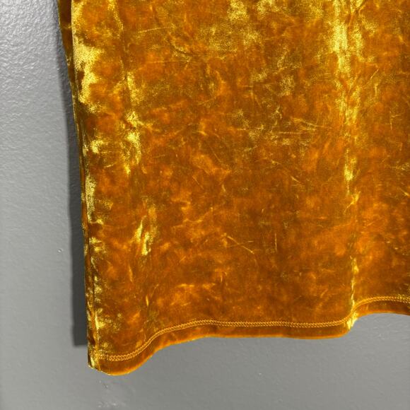 Mossimo Women's Yellow Velvet Baby Tee Cropped Top - Size Small - Whimsygoth - Picture 3 of 6